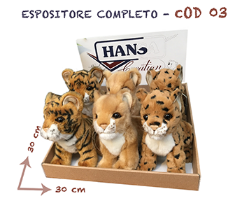 Espositore assortito tema felini composto da 6 articoli - 2452 leoncino - 2453 tigre - 2455 giaguaro